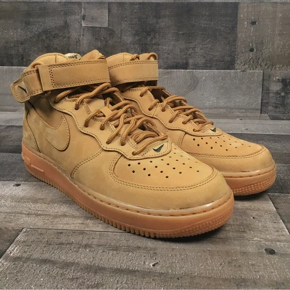 Nike Air Force 1 Mid Flax Sneakers 07 PRM QS One Nikes Shoes 8 Mens 715889-200 - Picture 12 of 16